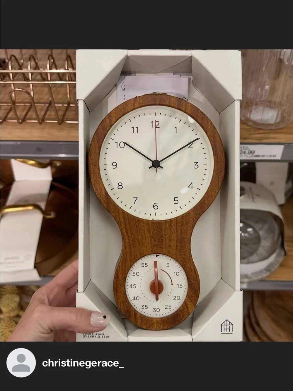 Faux Wood and Brass Kitchen Clock and Timer - Hearth & Hand™ with Magnolia